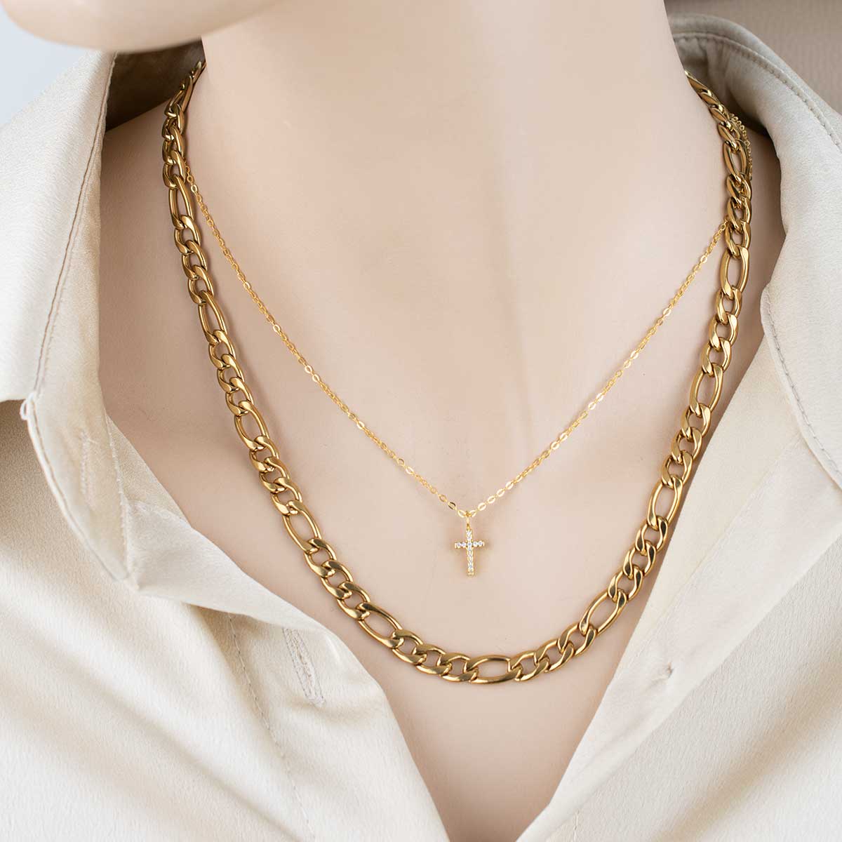 Figaro Chain Gold 6MM Αλυσίδα λαιμού από ανοξείδωτο ατσάλι 316L